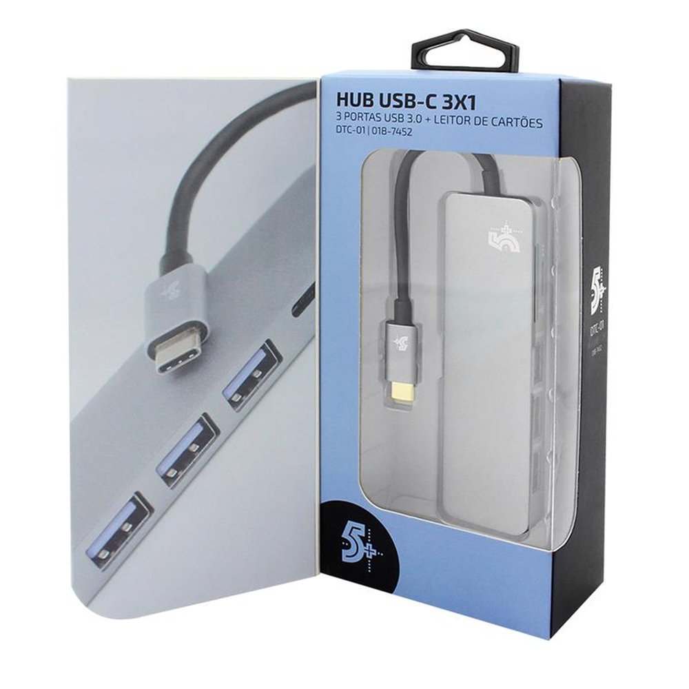 Hub USB-C para 3 USB 3.0 + Leitor SD e Micro SD
