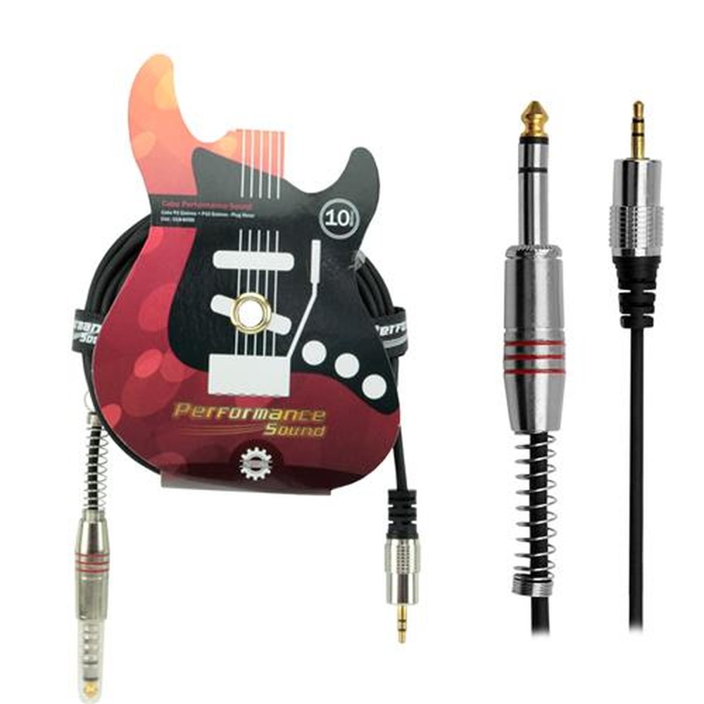 Cabo P2 Estéreo x P10 Estéreo Plug Metal 10 Metros - Performance Sound
