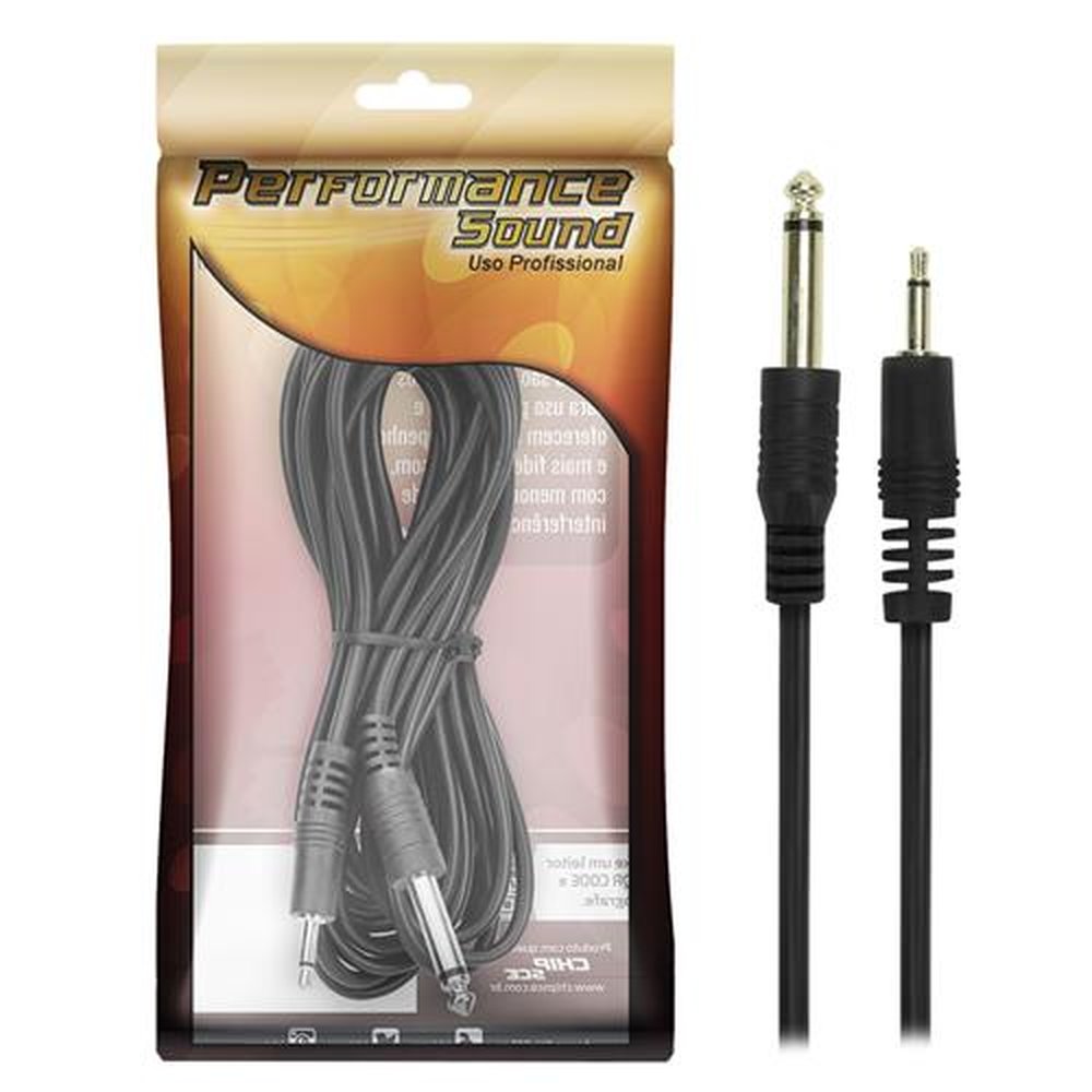 Cabo P2+p10 Plastico - P2 Mono + P10 Mono 5m