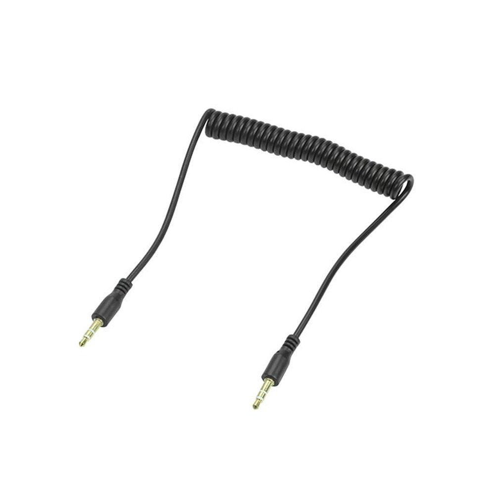 Cabo P2 Espiral - P2 + P2 Estéreo 1.2m - Preto