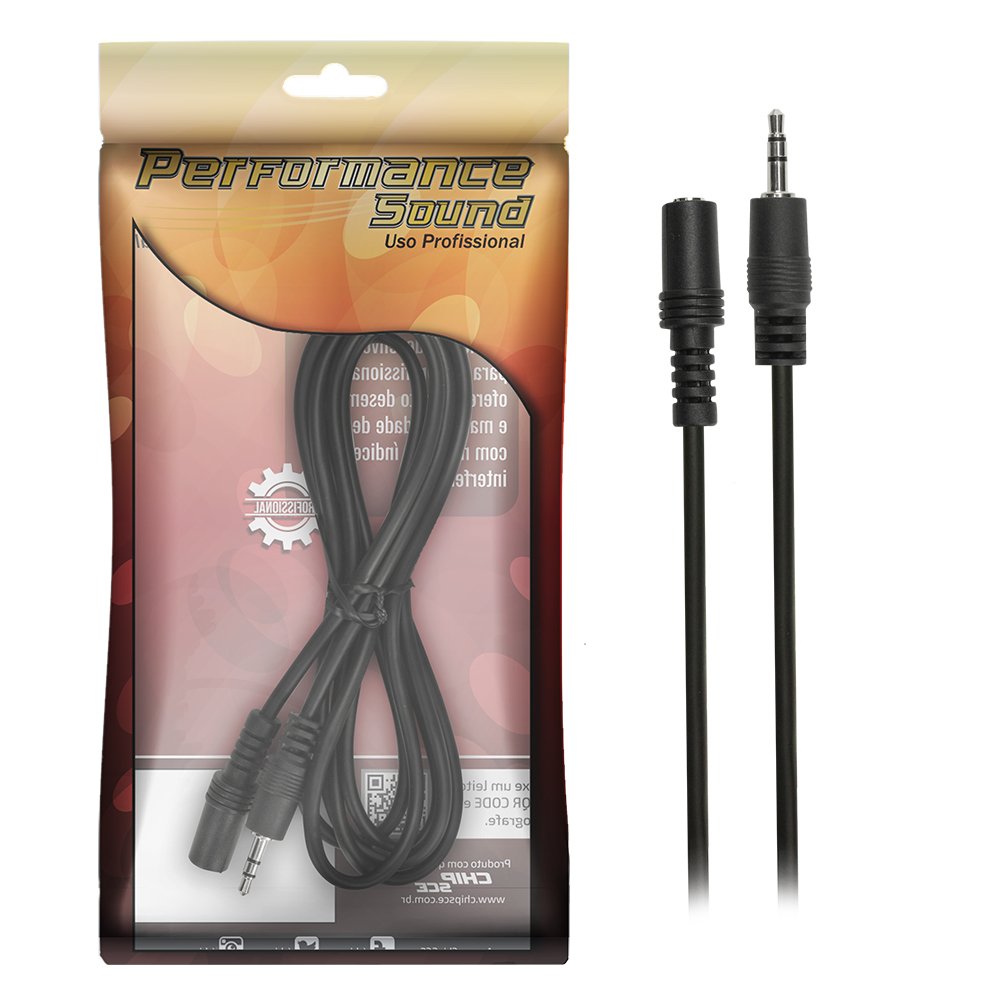 Cabo P2 Extensor - P2 Estéreo + J2 Estéreo 1.8m - Niquel