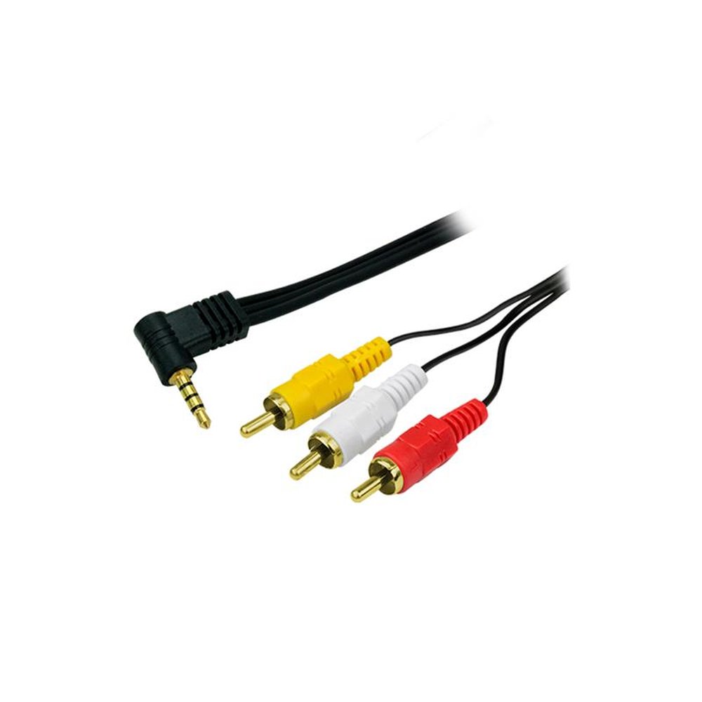 Cabo RCA Av - P3 Estéreo 90 Graus + 3 RCA Macho - 1.20m - Gold