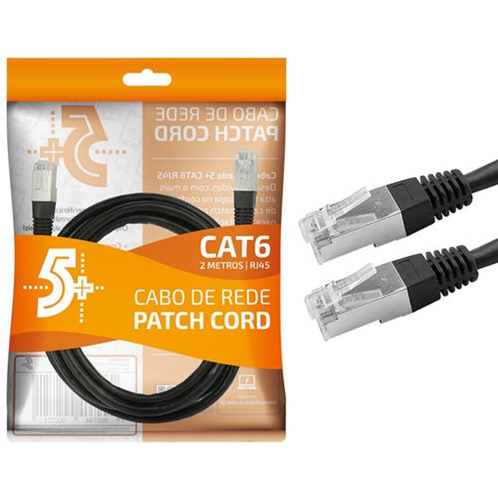 Cabo Patch Cord Cat6 Ftp Preto 2m