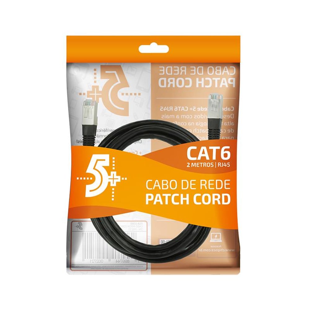 Cabo Patch Cord Cat6 Ftp Preto 2m