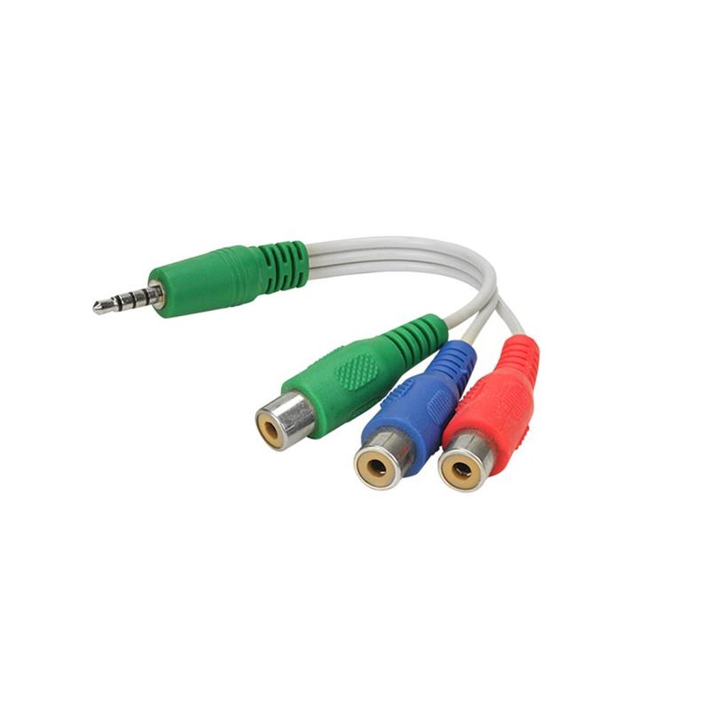 Cabo RCA Av - P3 Estéreo + 3 RCA Macho - 16cm - Video Componente