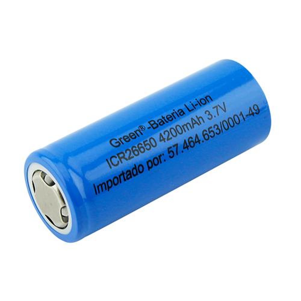 Bateria 3.7v 4200mah Industrial - Green- Cr26650 (6,7x2,6)