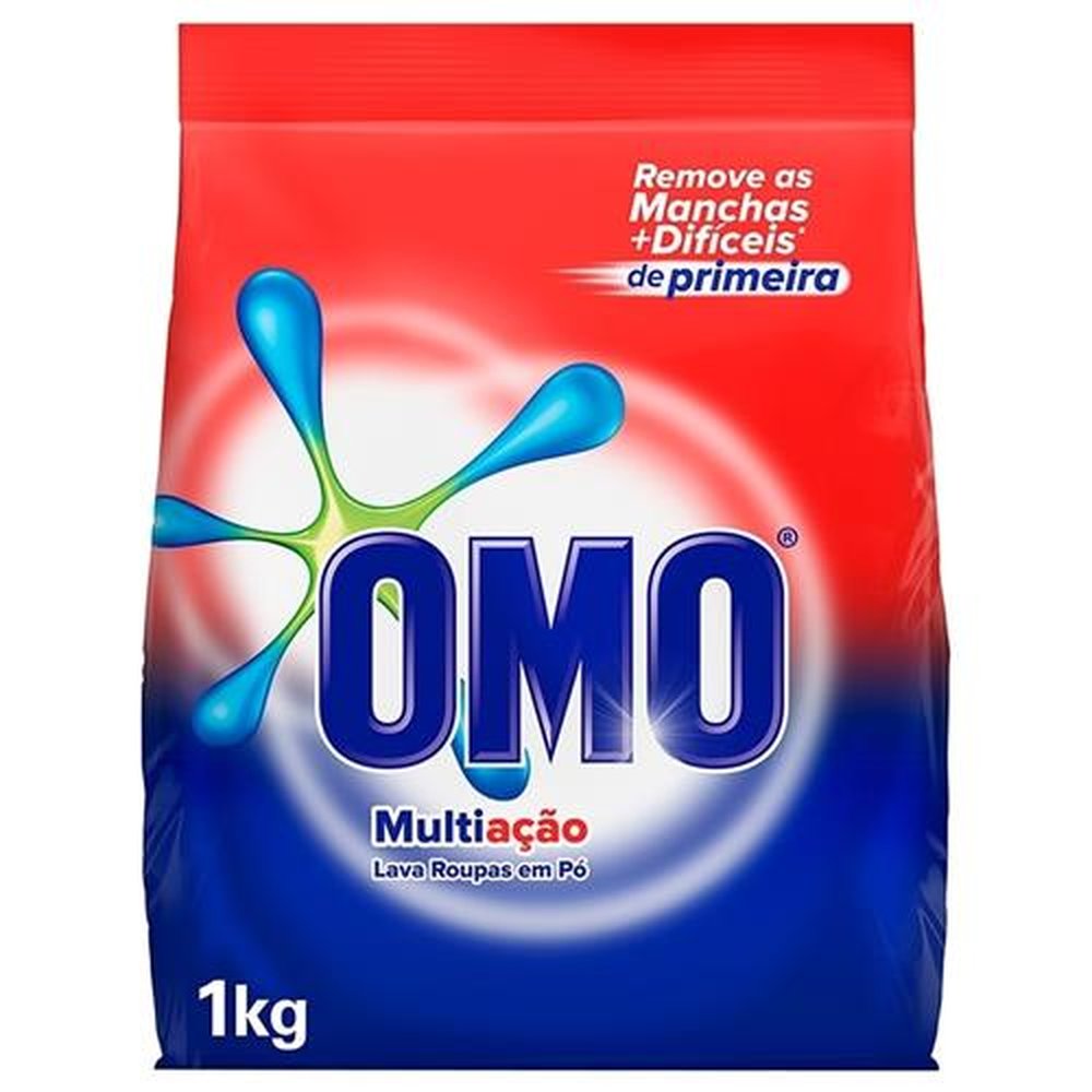 Sabão em Pó Omo Multi Ação 1kg Saco - Embalagem com 12 Unidades