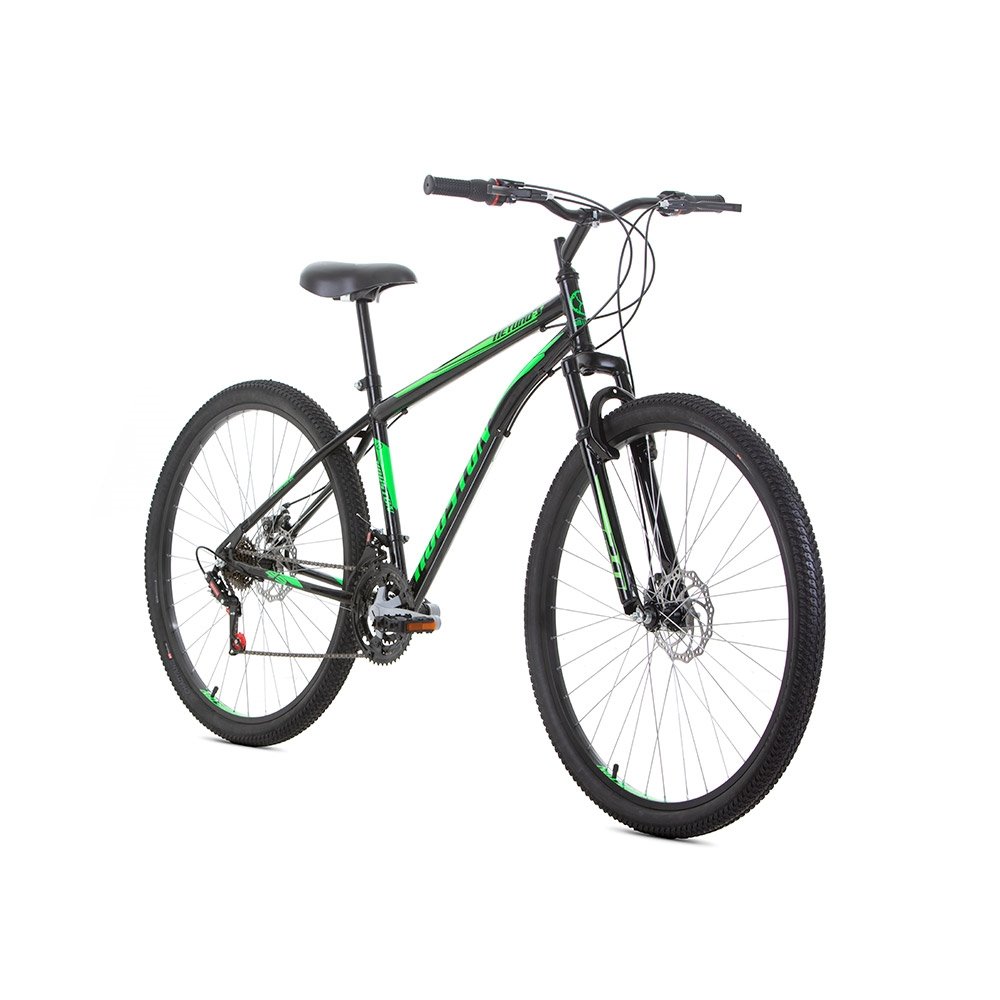 Bicicleta Adulto Houston Netuno, Aro 29, 21 Marchas, Quadro de Aço Carbono, Tamanho 18, Freio a Disco, Preto/Verde
