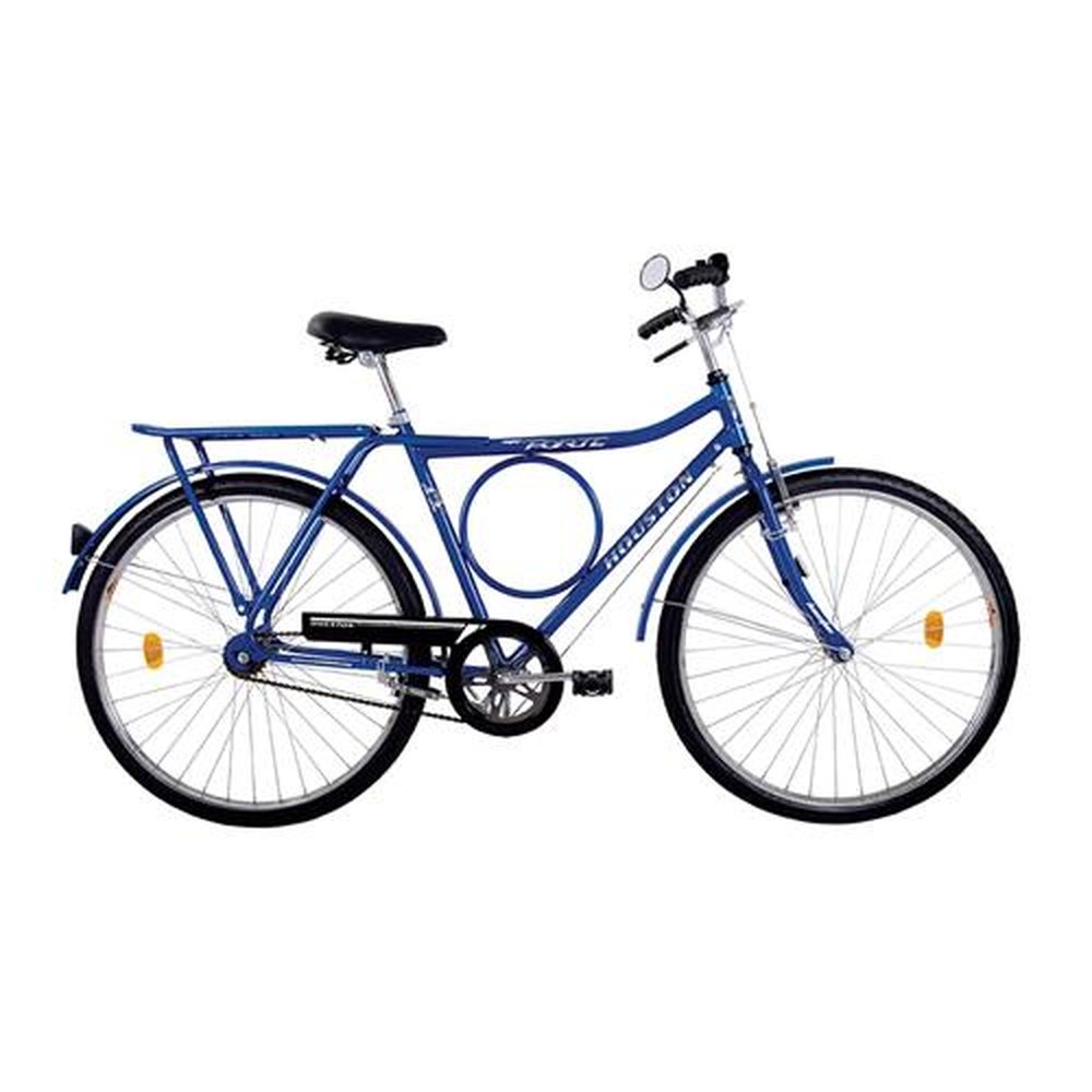 Bicicleta Adulto Houston Super Forte, Aro 26, Quadro de Aço Carbono, Freio Varão, Azul