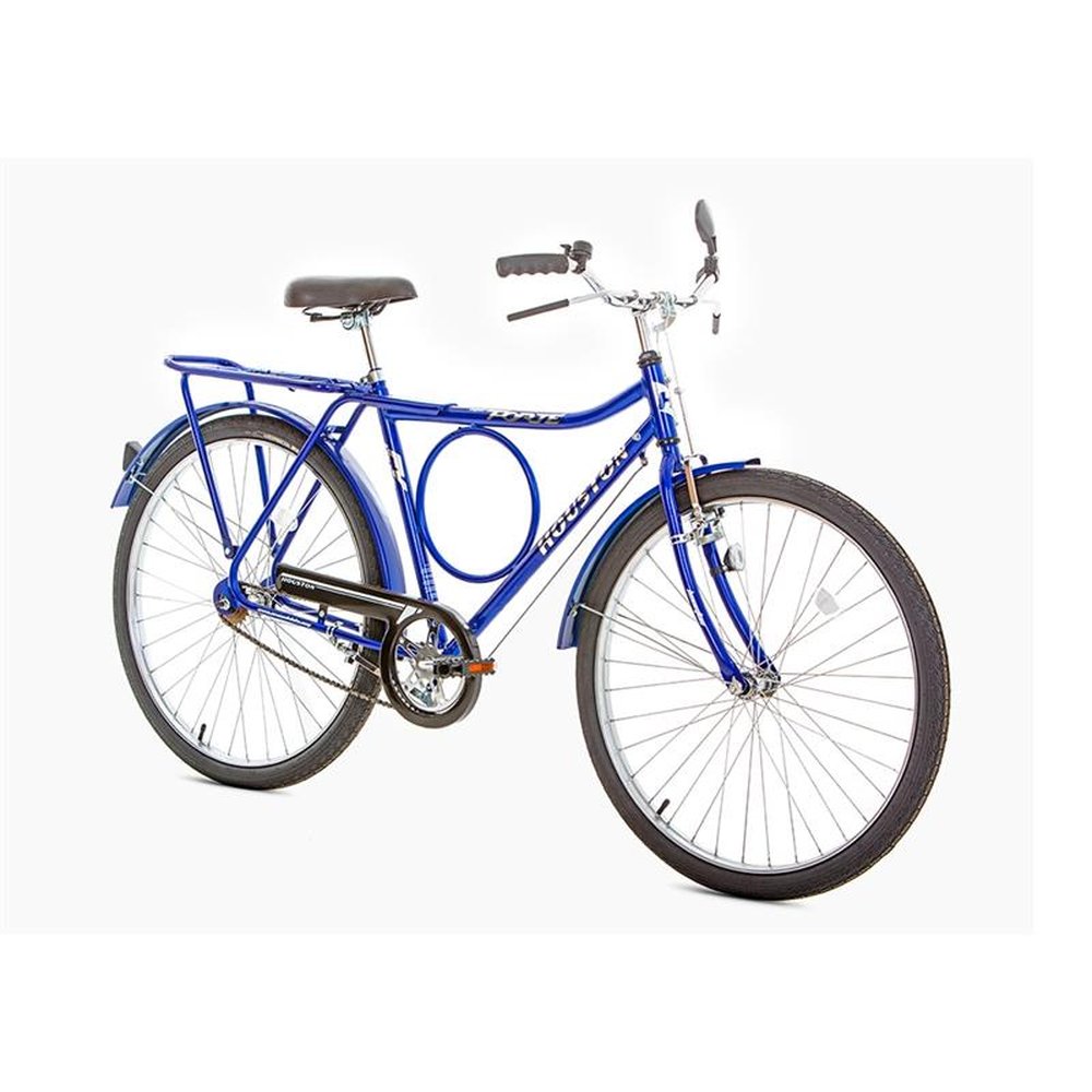 Bicicleta Adulto Houston Super Forte, Aro 26, Quadro de Aço Carbono, Freio Varão, Azul