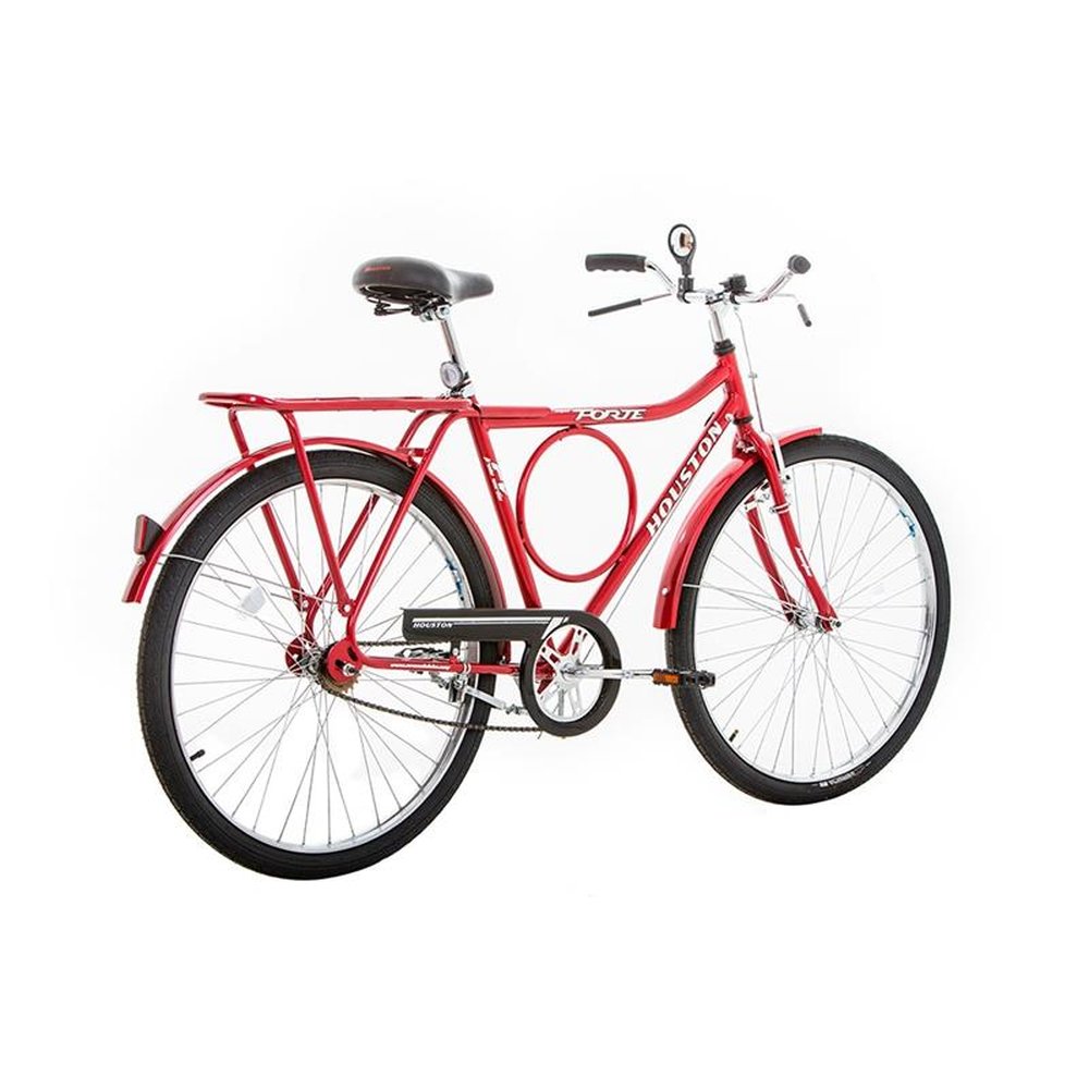 Bicicleta Adulto Houston Super Forte, Aro 26, Quadro de Aço Carbono, Freio Varão, Vermelho