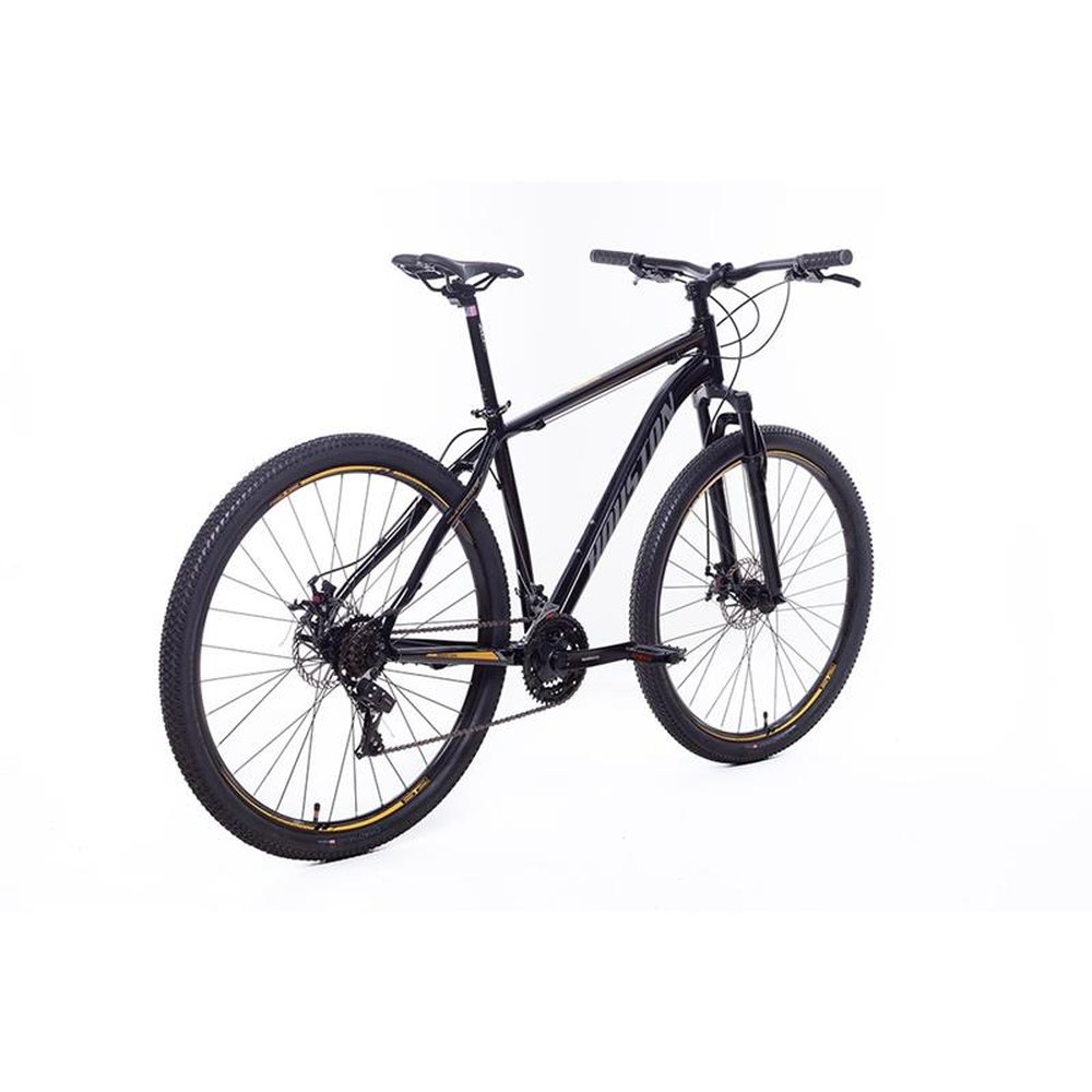 Bicicleta Adulto Houston Kamp, Aro 29, 21 Marchas, Quadro de Alumínio, Freio a Disco, Preto/Amarelo
