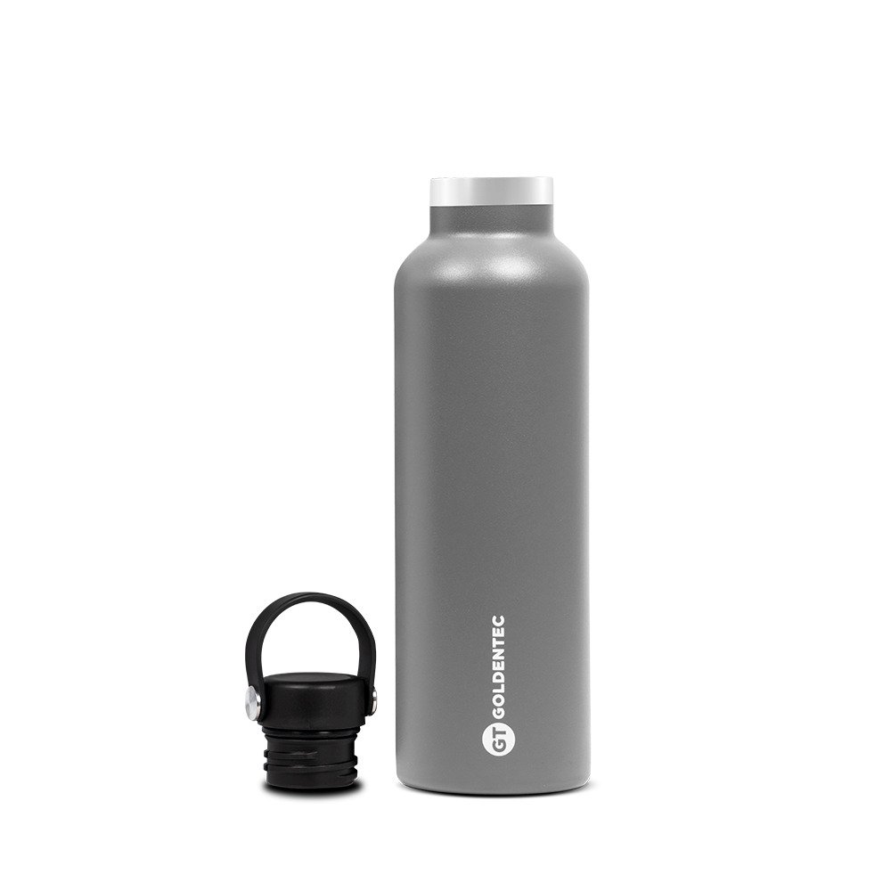 Garrafa Térmica GT Thermos Inox 750 ml para Bebidas Quentes ou Frias e Tampa com Alça - Cinza | GT