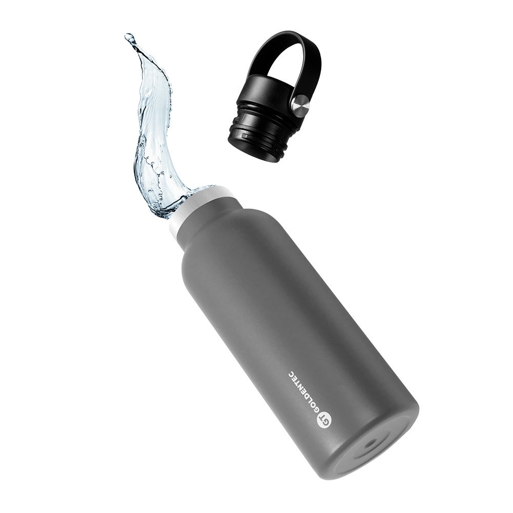 Garrafa Térmica GT Thermos Inox 750 ml para Bebidas Quentes ou Frias e Tampa com Alça - Cinza | GT