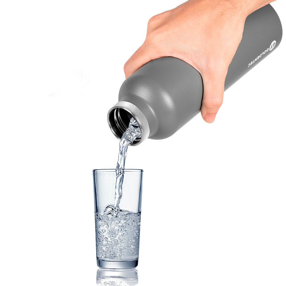 Garrafa Térmica GT Thermos Inox 750 ml para Bebidas Quentes ou Frias e Tampa com Alça - Cinza | GT