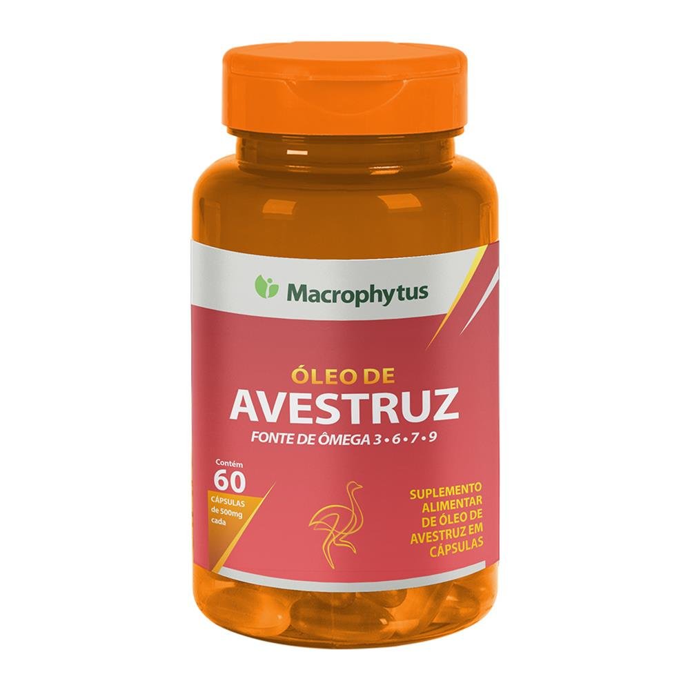 Óleo de Avestruz 500mg 60 cápsulas - Ômega 3, 6, 7 e 9