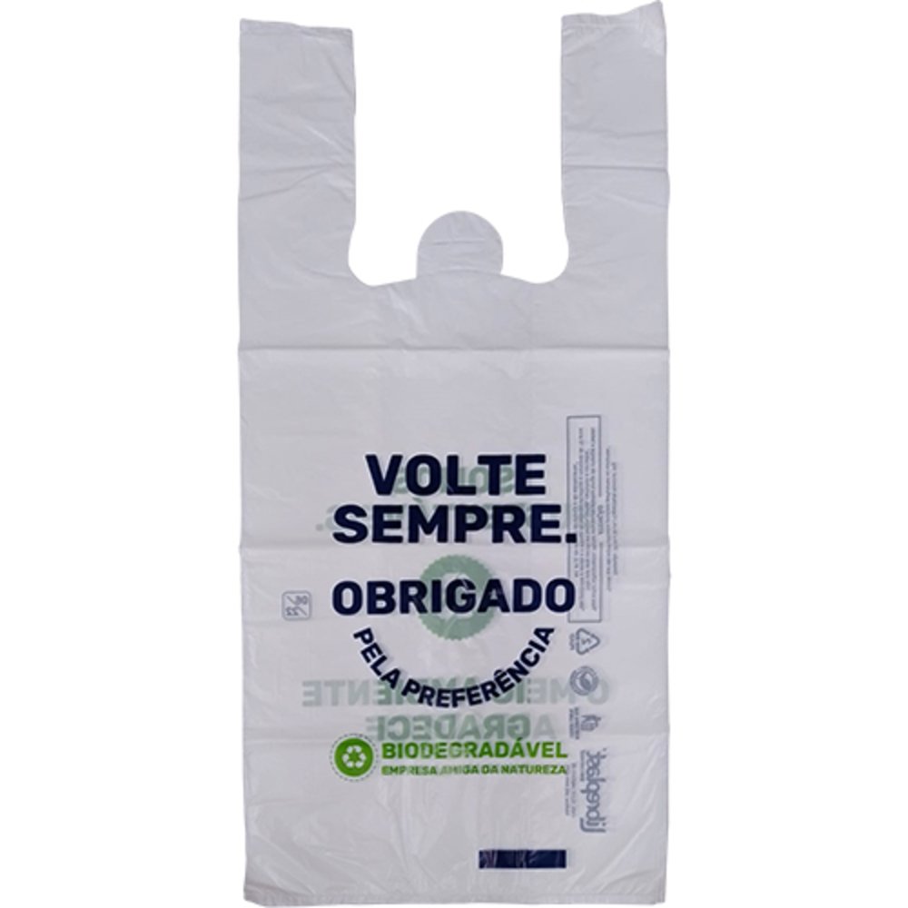 Sacola Plastica Branca 38x50cm Biodegradavel 1000 Unidades Volte Sempre