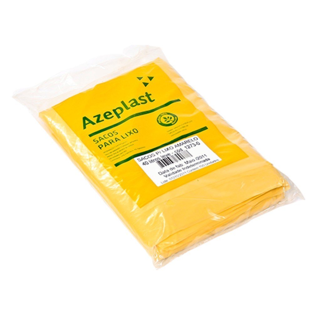 Saco Amarelo 40l Para Lixo Azeplast