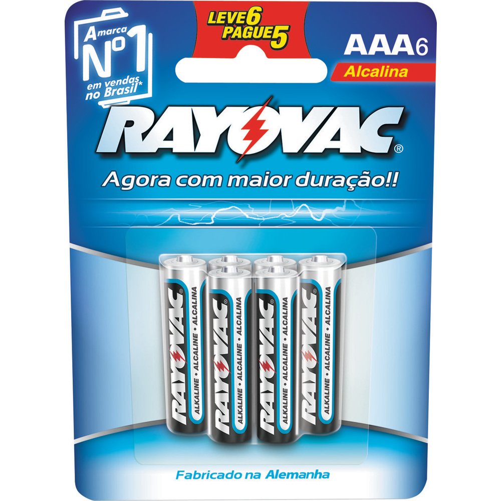 Pilha Alcalina AAA Rayovac - Embalagem c/ 6 Unidades
