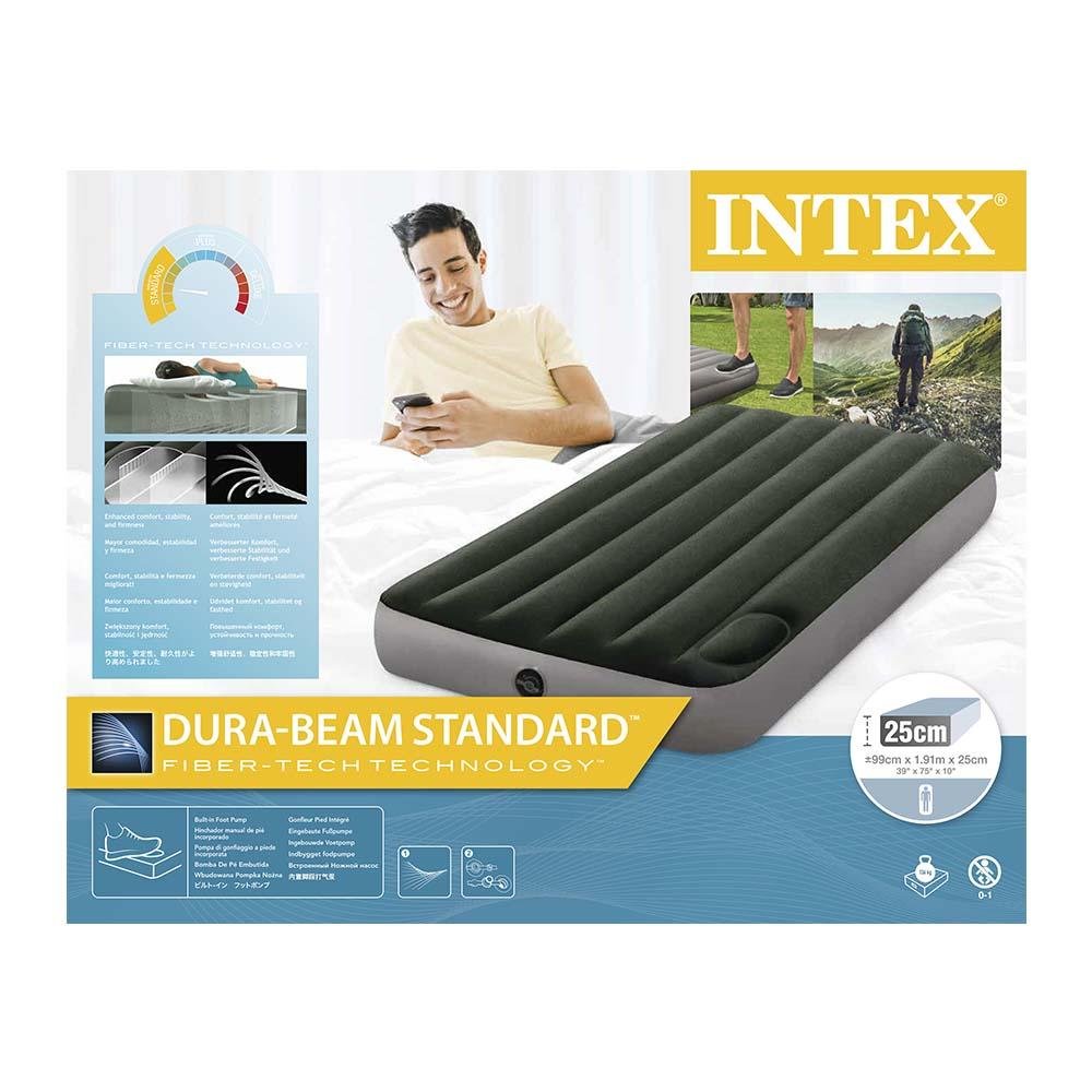 Colchão Inflável Solteiro Dura-Beam Downy Twin com Bomba de Pé Embutida - 64761 - Intex