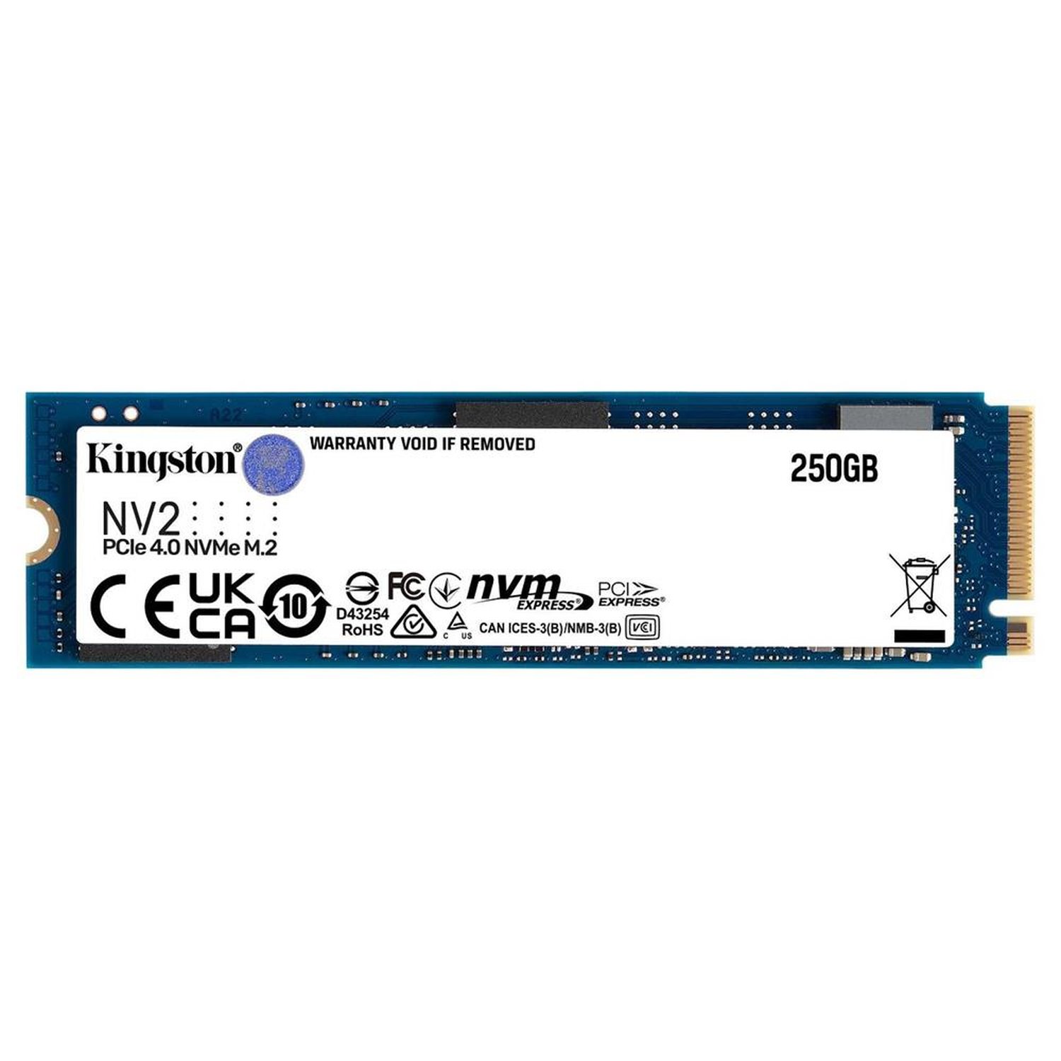 Ssd Kingston Nv2, 250Gb, M.2 Nvme 2280, Leitura 3000Mb/S E Gravação 1300Mb/S