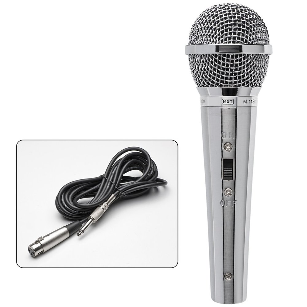 Microfone M-1138 Profissional Metal Prata Cabo 3 Metros Mxt