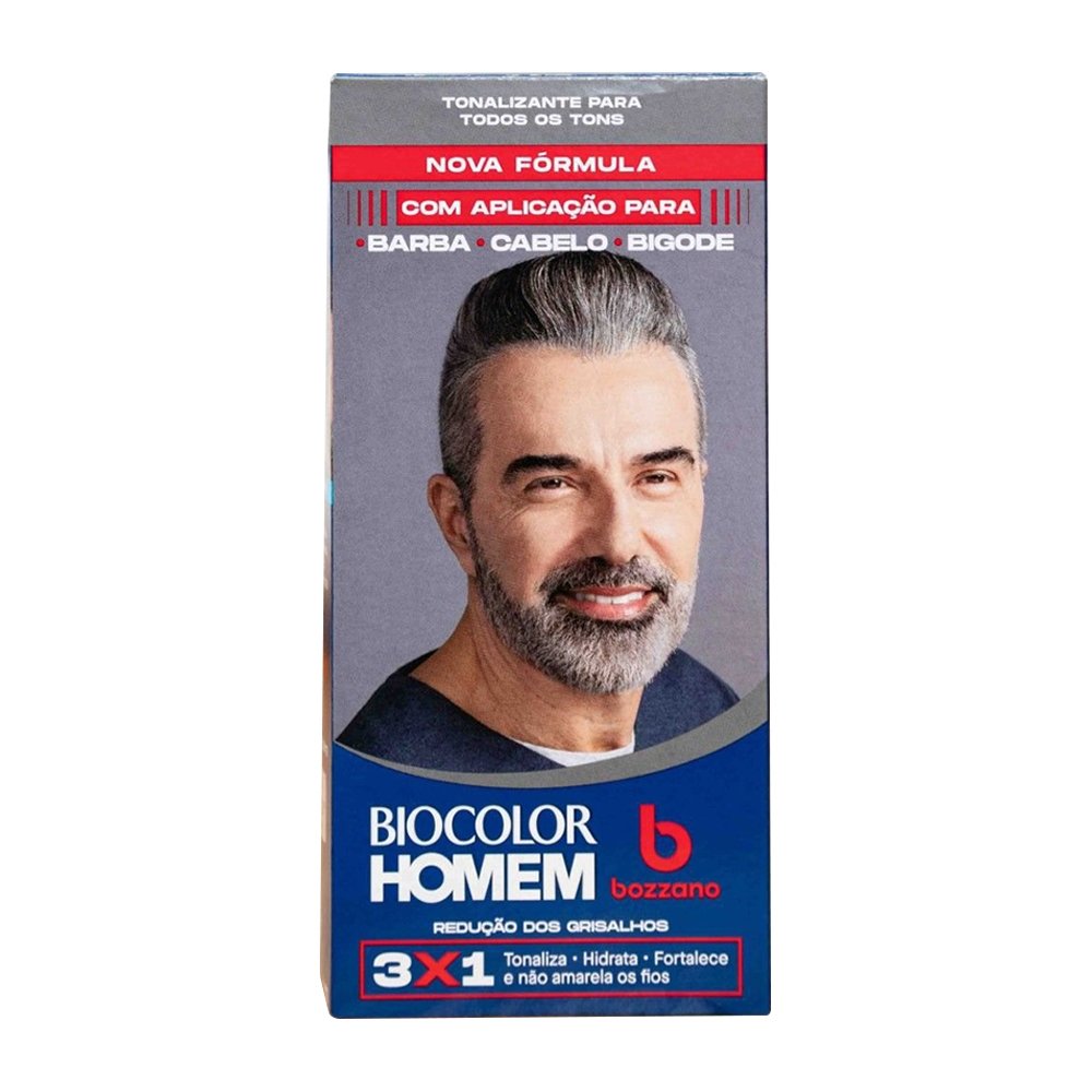 Tonalizante de Cabelo Masculino Bozzano Biocolor Homem Redução dos Grisalhos