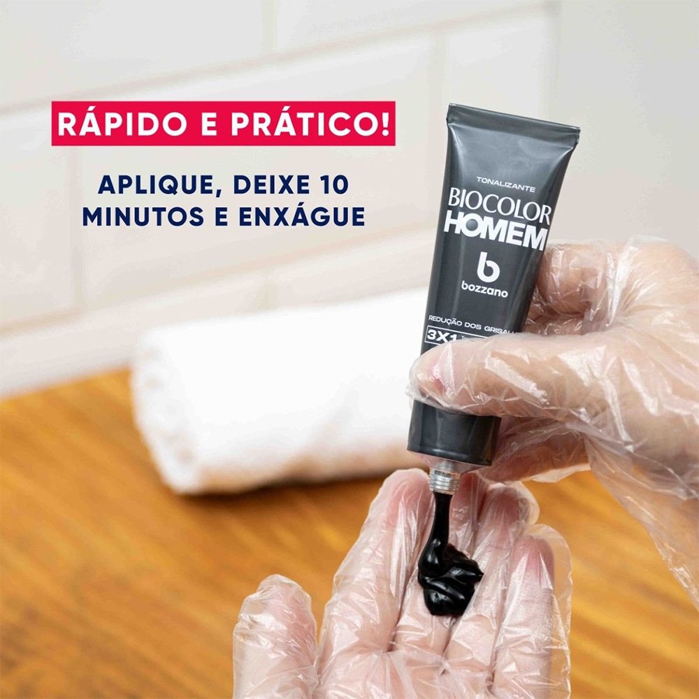 Tonalizante de Cabelo Masculino Bozzano Biocolor Homem Redução dos Grisalhos