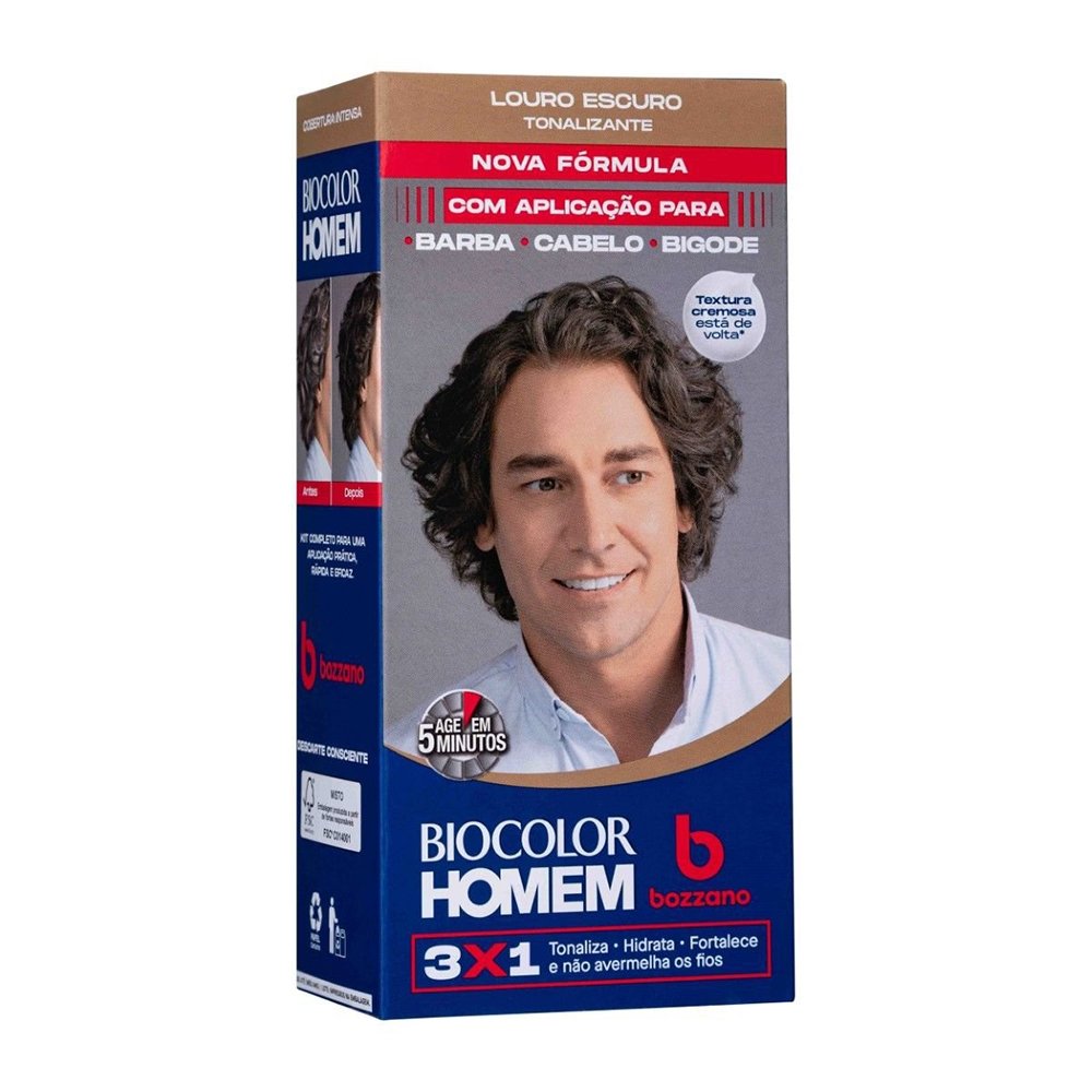 Tonalizante de Cabelo Masculino Biocolor Homem Bozzano Louro Escuro
