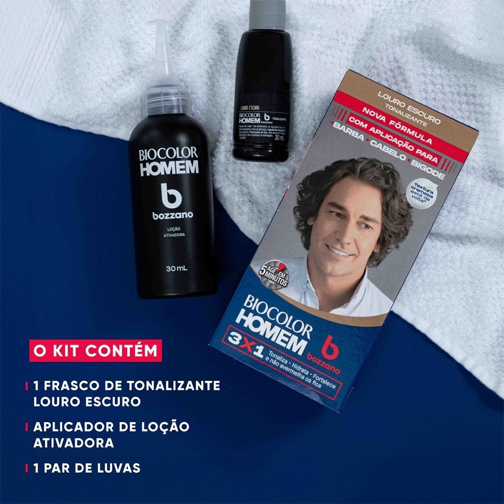 Tonalizante de Cabelo Masculino Biocolor Homem Bozzano Louro Escuro