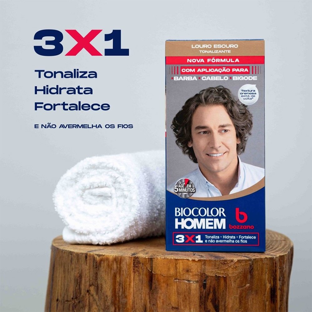 Tonalizante de Cabelo Masculino Biocolor Homem Bozzano Louro Escuro