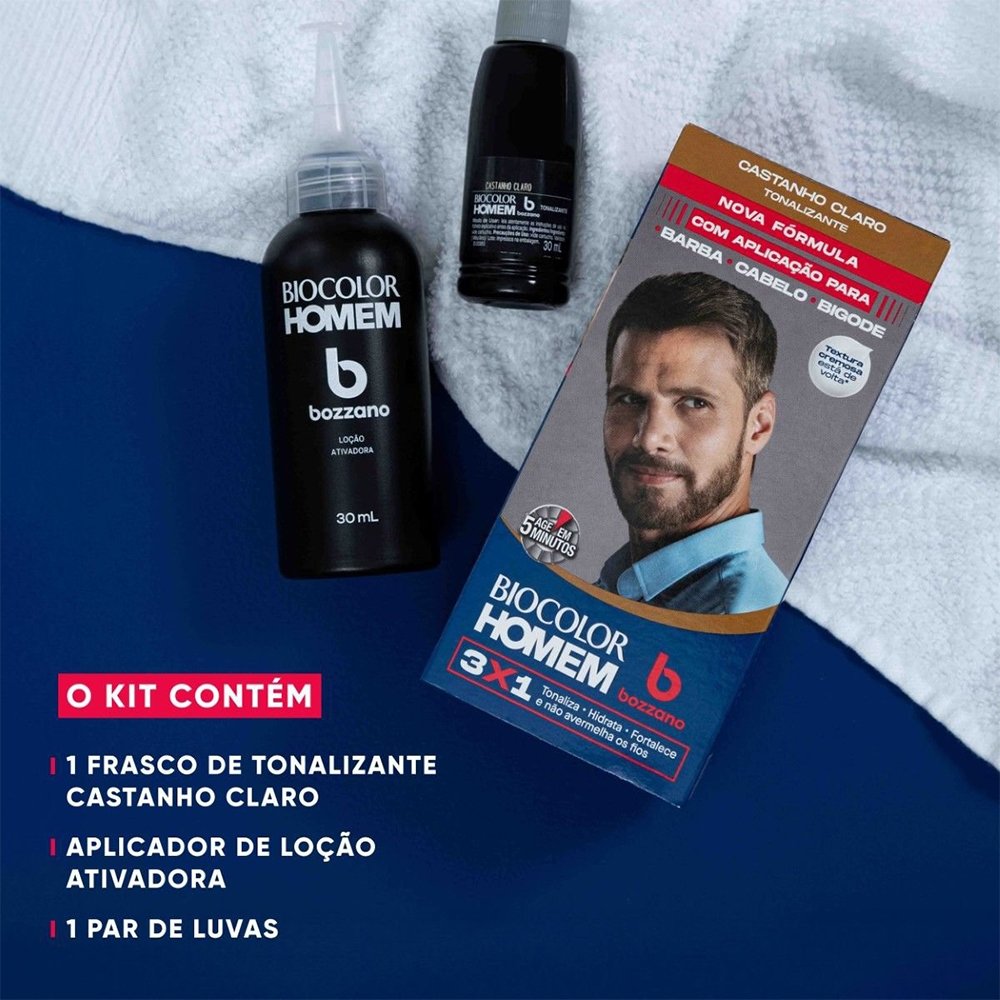 Tonalizante de Cabelo Masculino Bozzano Biocolor Homem Castanho Claro