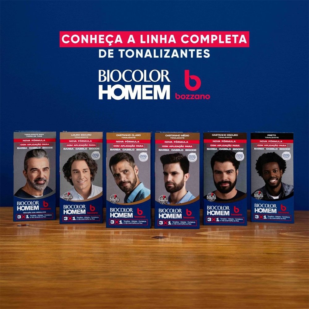 Tonalizante de Cabelo Masculino Bozzano Biocolor Homem Castanho Claro