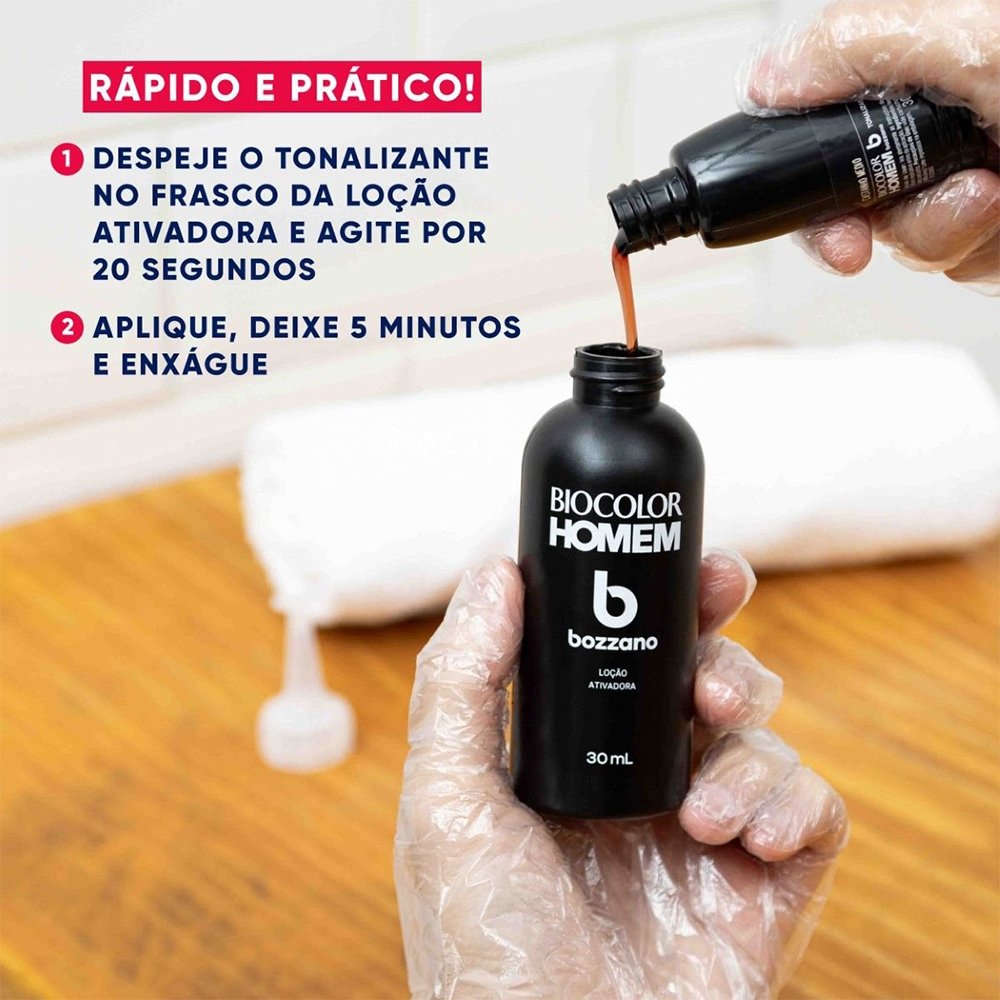 Tonalizante de Cabelo Masculino Bozzano Biocolor Homem Castanho Médio