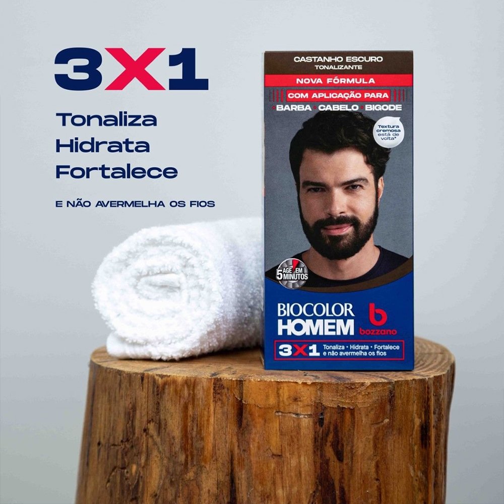 Tonalizante de Cabelo Masculino Biocolor Homem Bozzano Castanho Escuro