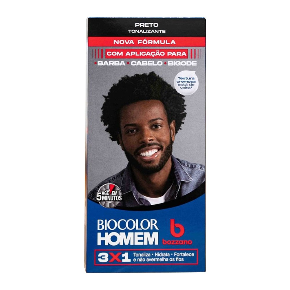 Tonalizante de Cabelo Masculino Bozzano Biocolor Homem Preto