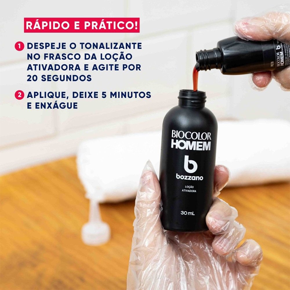 Tonalizante de Cabelo Masculino Bozzano Biocolor Homem Preto