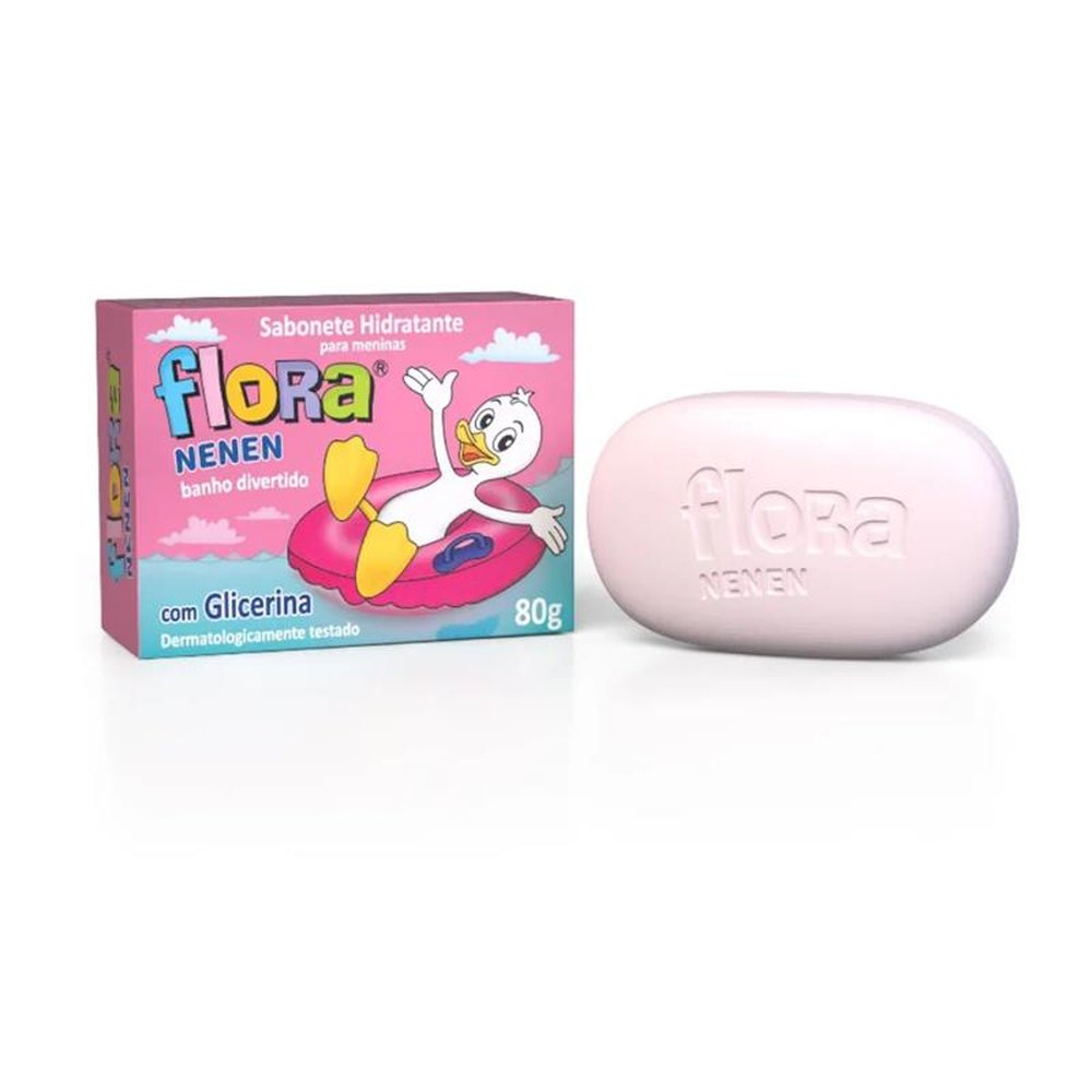 Sabonete em Barra Hidratante Flora Nenen para Meninas 80g