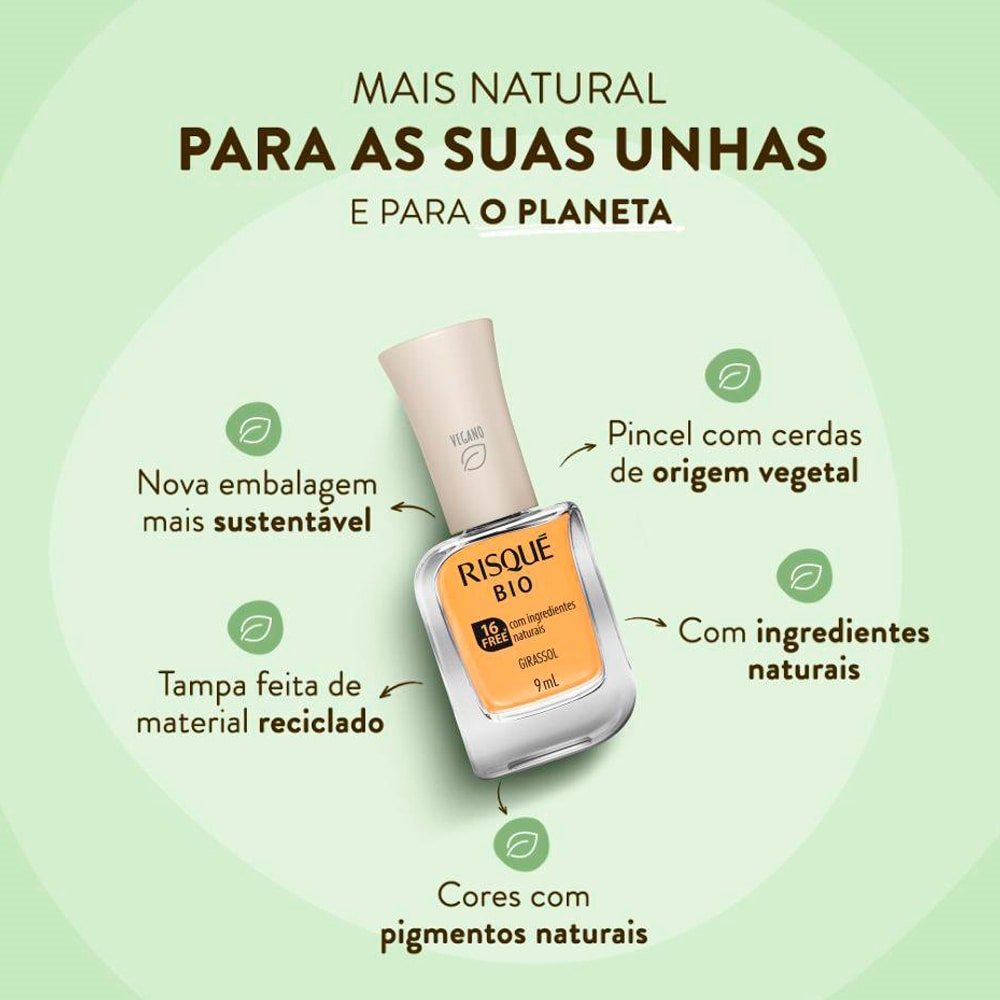 Esmalte Risqué Bio Cremoso Amarelo Girassol Avulso 9ml