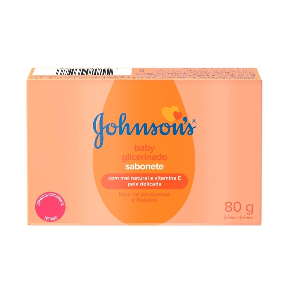 Sabonete Johnson & Johnson Baby Glicerinado com Mel e Vitamina E 80g - Embalagem com 6 Unidades