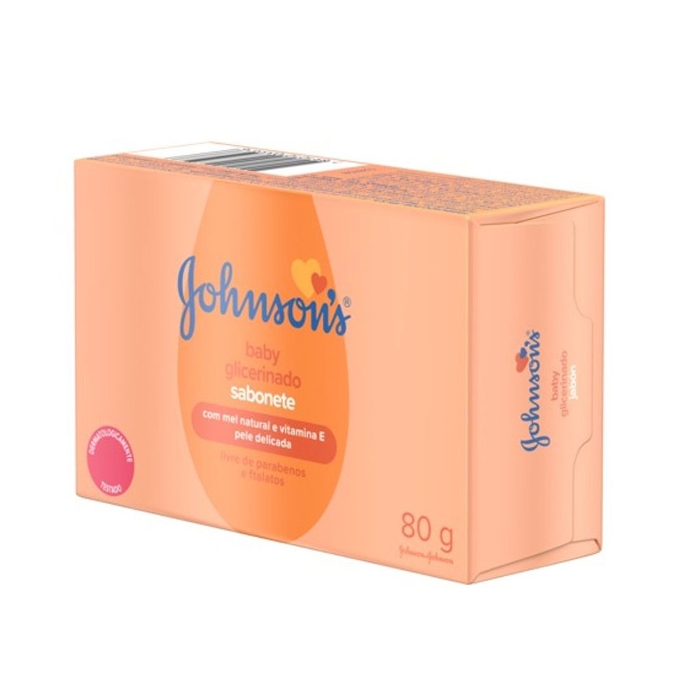 Sabonete Johnson & Johnson Baby Glicerinado com Mel e Vitamina E 80g - Embalagem com 6 Unidades