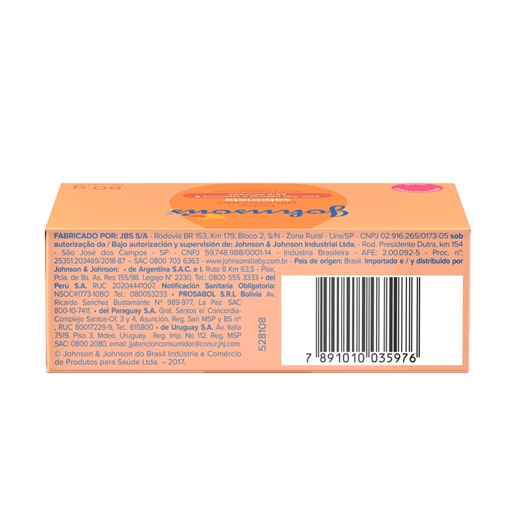 Sabonete Johnson & Johnson Baby Glicerinado com Mel e Vitamina E 80g - Embalagem com 6 Unidades