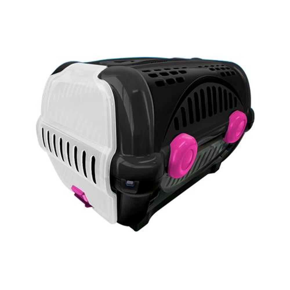 Caixa De Transporte Luxo Furacão Pet N2 - Black Com Rosa