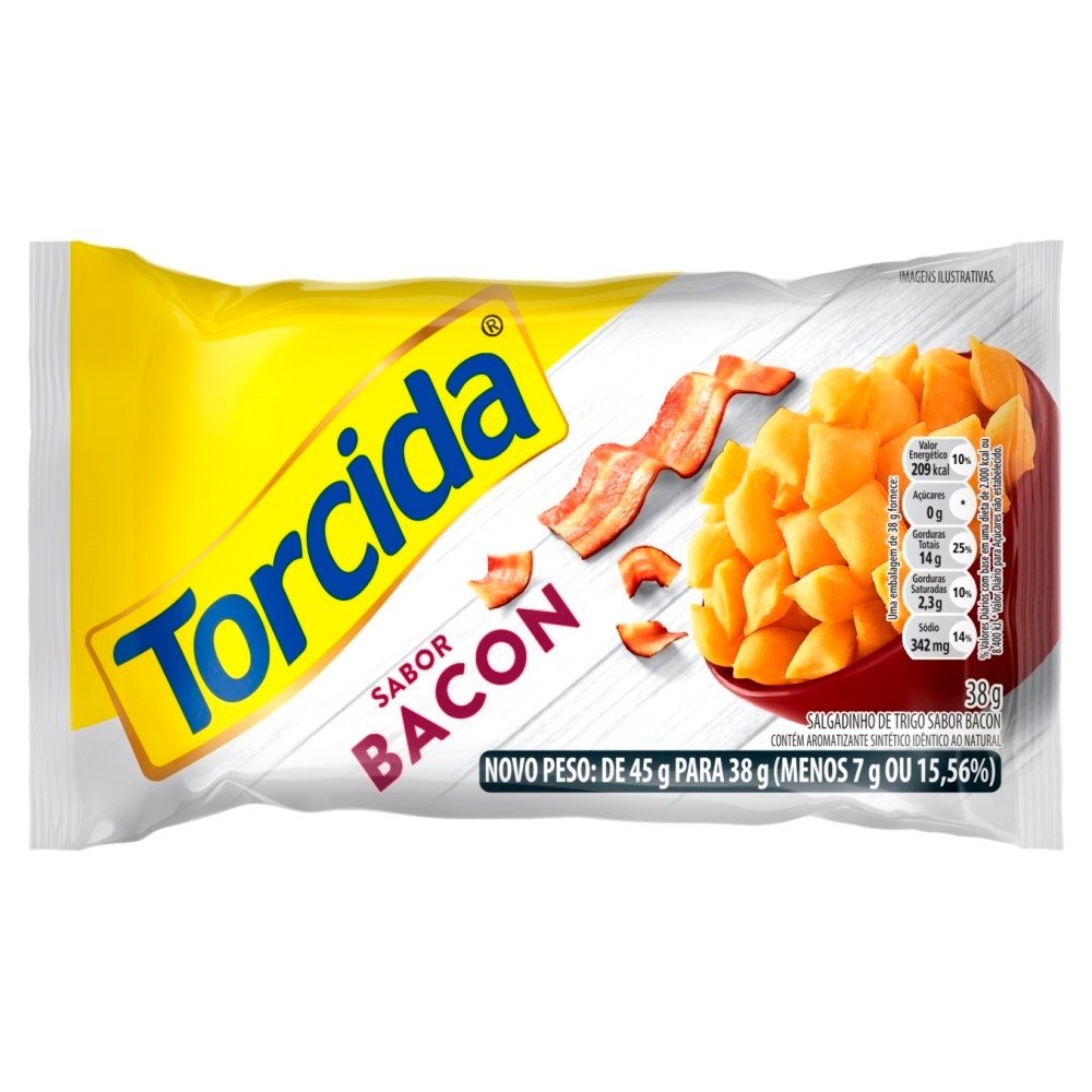 Salgadinho Torcida Jr Bacon 38g - Embalagem c/ 24 Unidades