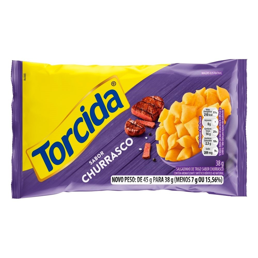 Salgadinho Torcida Jr Churrasco 38g - Embalagem c/ 24 Unidades