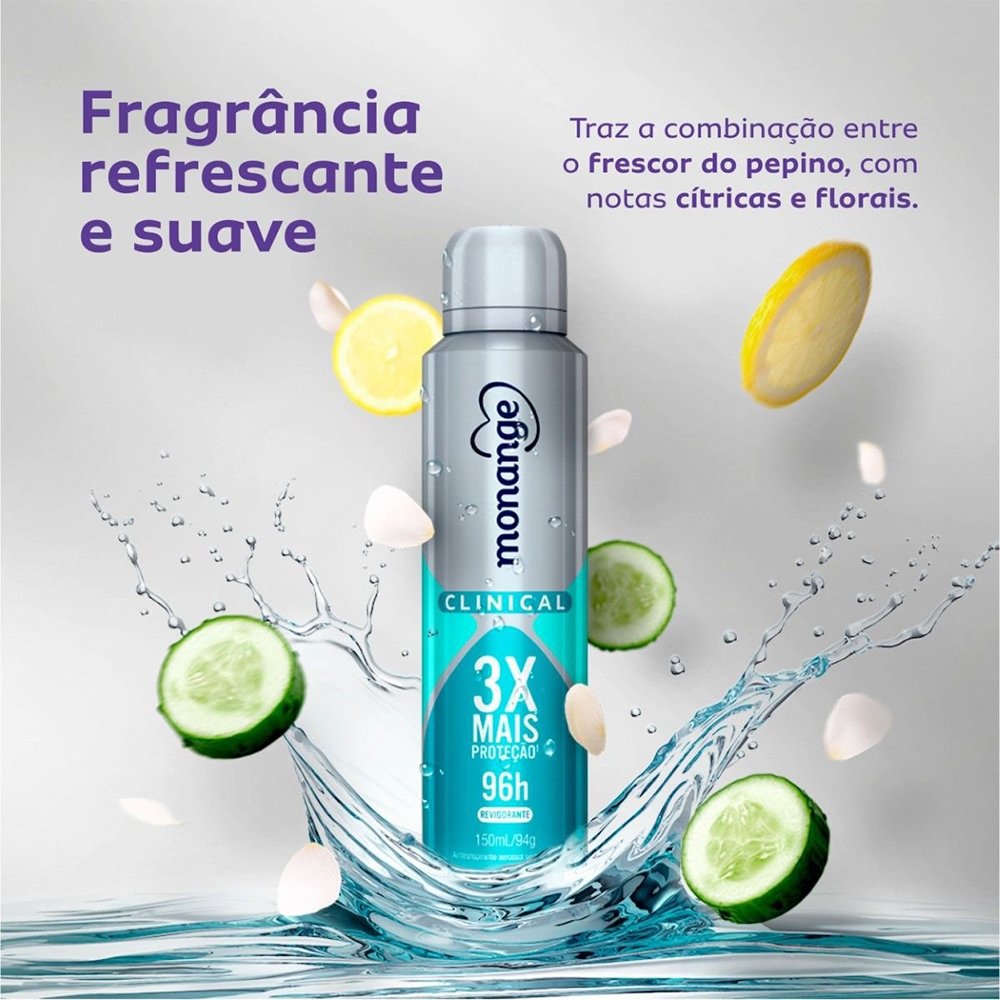 Desodorante Monange Clinical Revigorante Aerossol Antitranspirante feminino 150ml