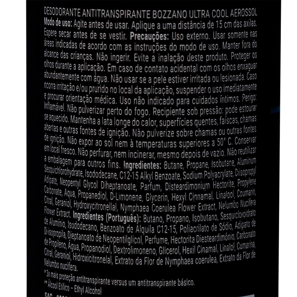 Desodorante Bozzano Clinical Ultra Cool Aerossol 150ml