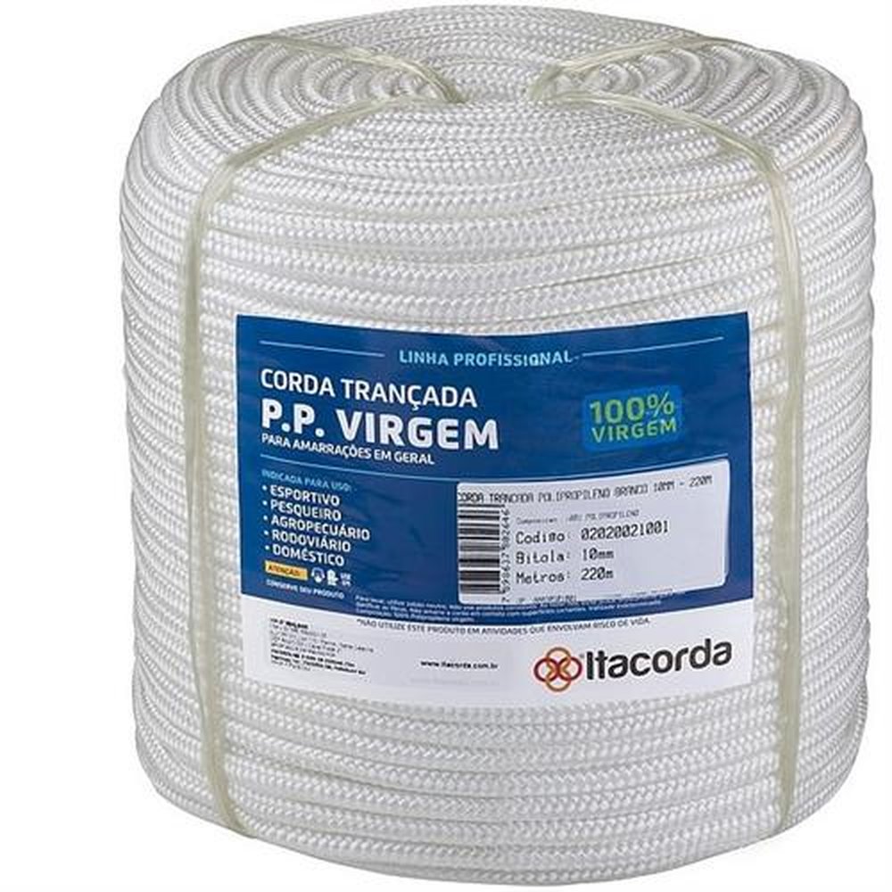 Corda Trancada Polipropileno Branco 16Mm - 120M