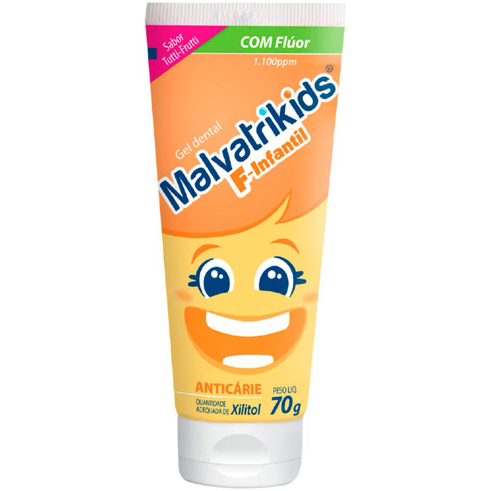 Gel Dental MalvatriKids F-Infantil 70g - Sabor Tutti-Frutti