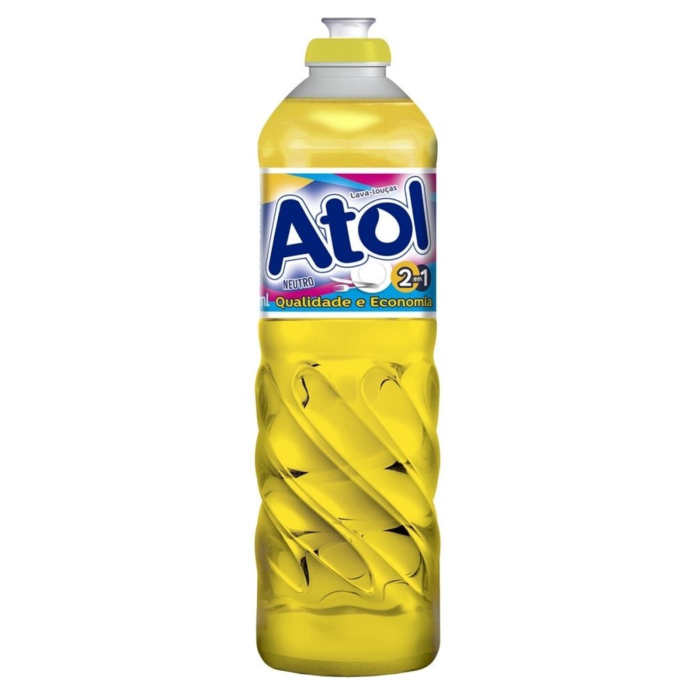 Detergente Líquido Atol Neutro 500ml Embalagem com 24 Unidades